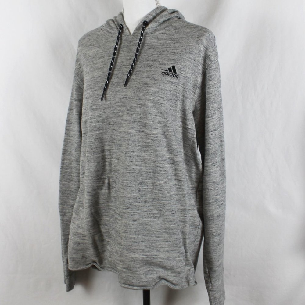 ADIDAS Hoodie Woman Size XL Light Gray Drawstring Long Sleeve Pocket Relax Fit
